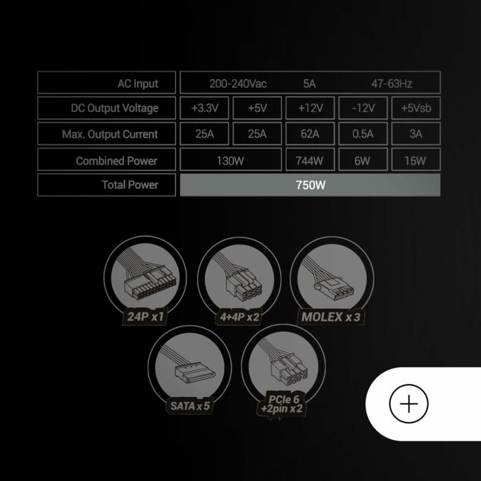 Mars Gaming Fuente de Alimentación 750W MPB750SIW Extreme Silence 80 PLUS Bronze Blanco 2