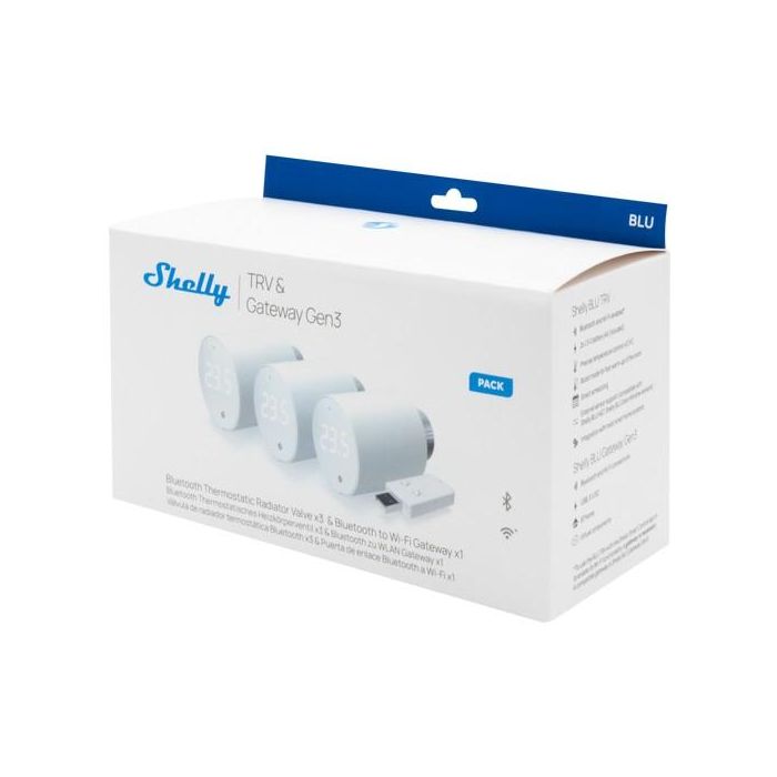 Shelly Plug & Play "3x Blu TRV & Blu Gateway Gen3" Heizkörperthermostat + Gateway 1 Shelly Plug & Play "3x Blu TRV & Blu Gateway Gen3" Heizkörperthermostat + Gateway 1