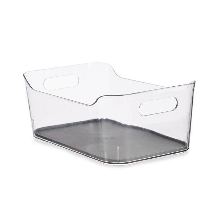 Kinvara Organizador con Antideslizante 24 cm Alto Plástico PET Reciclado y TPR Gris Transparente (Set de 12)