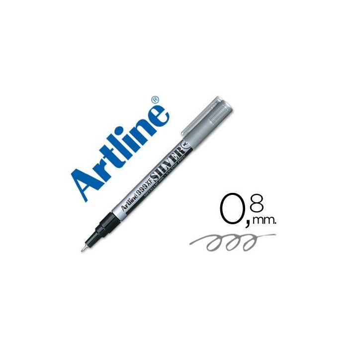 Rotulador Artline Marcador Permanente Tinta Metalica Ek-999 Plata Punta Redonda 0.8 mm 12 unidades