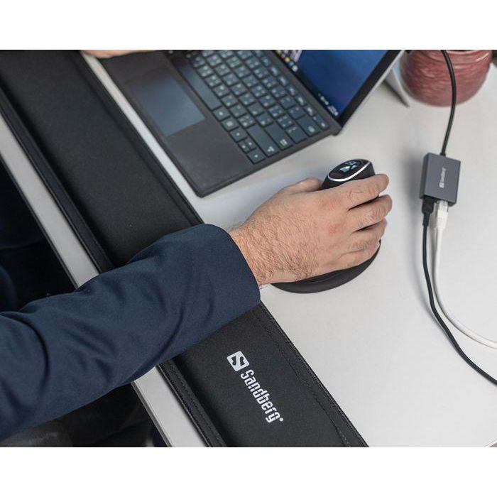 Sandberg Wrist Rest Pro XXL, Soporte para Muñeca y Ratón XXL para Comodidad Prolongada, Base Antideslizante, Bordes Cosidos 2