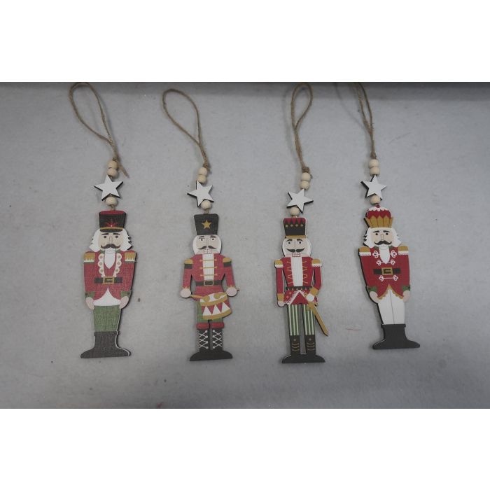 DKD Home Decor Decoración Colgante Navidad Cascanueces Set 12 Unidades Variado Rojo Negro Verde Blanco MDF 31 cm Alto