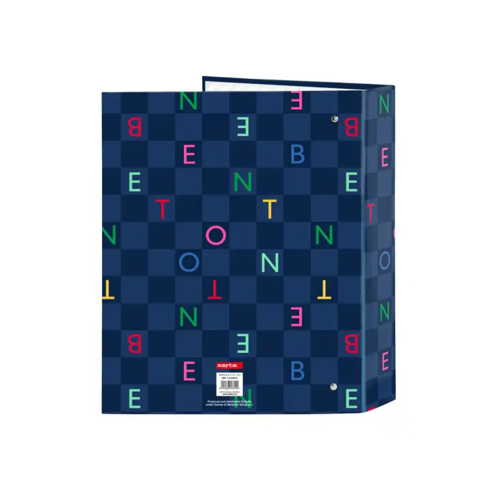 Carpeta de anillas Benetton Damero Azul marino A4 27 x 33 x 6 cm 1