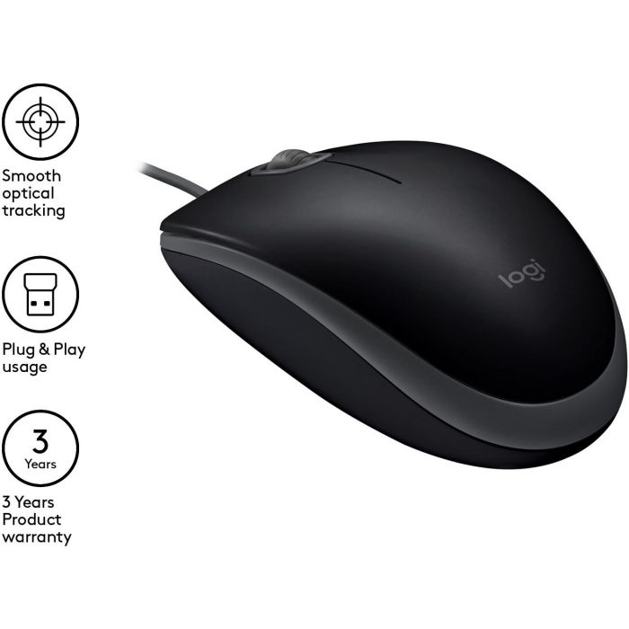 Logitech B110 Silent Ratón USB Óptico Silencioso Plug & Play Ambidextro Negro 5