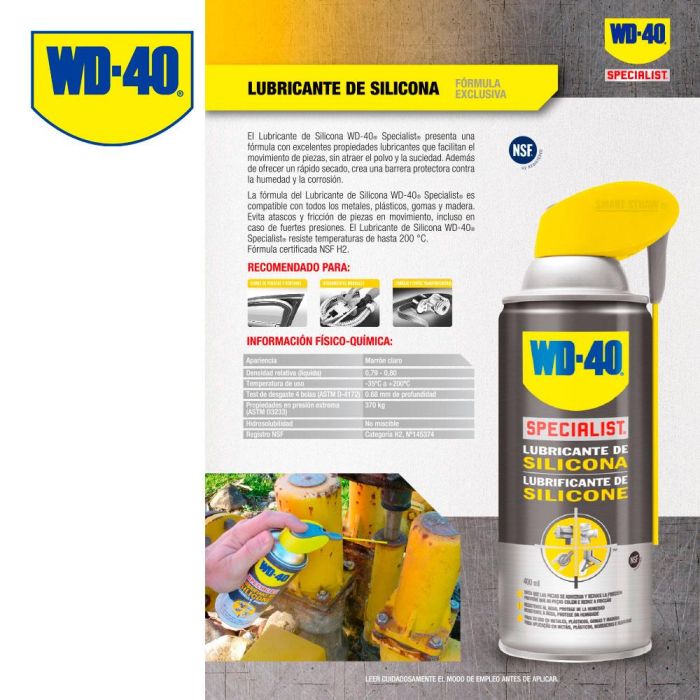 WD-40 Lubricante de silicona Specialist 400 ml para gomas y correas, en spray 1 WD-40 Lubricante de silicona Specialist 400 ml para gomas y correas, en spray 1