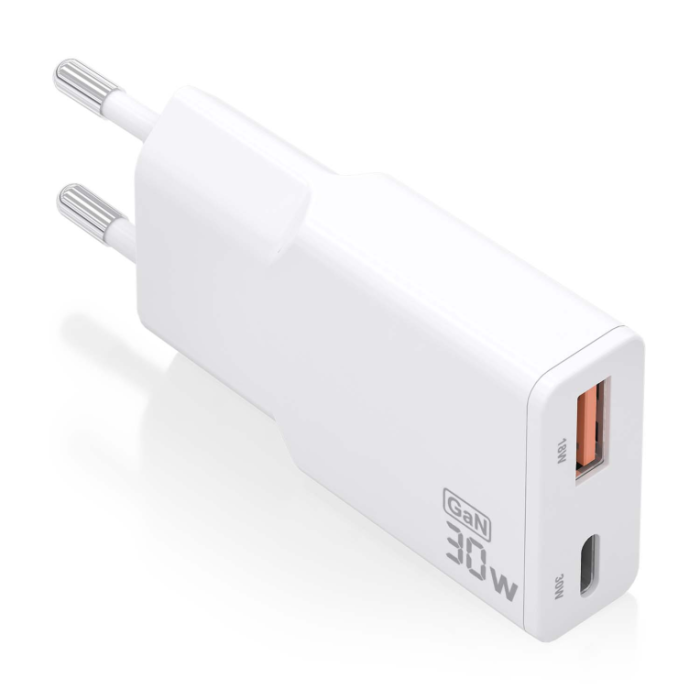 Cargador de Pared GaN Aisens ASCH-30W2P046-W/ 1xUSB Tipo-C/ 1xUSB/ 30W/ Blanco Cargador de Pared GaN Aisens ASCH-30W2P046-W/ 1xUSB Tipo-C/ 1xUSB/ 30W/ Blanco