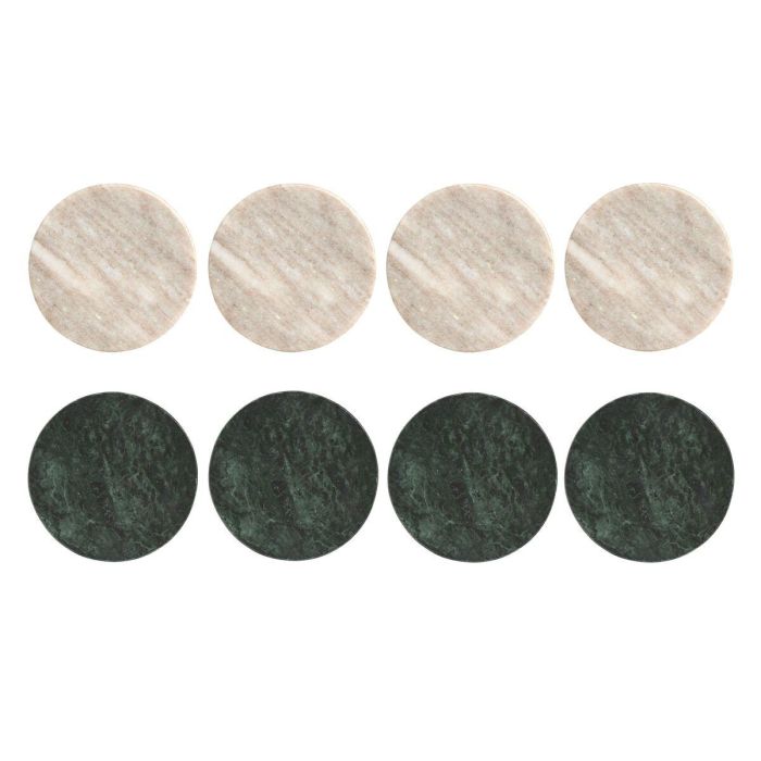 DKD Home Decor Posavasos Mármol Moderno, Colección Marmol 2025, Verde Beige, Set de 4, 10x10x5 cm, Apto Lavavajillas 1