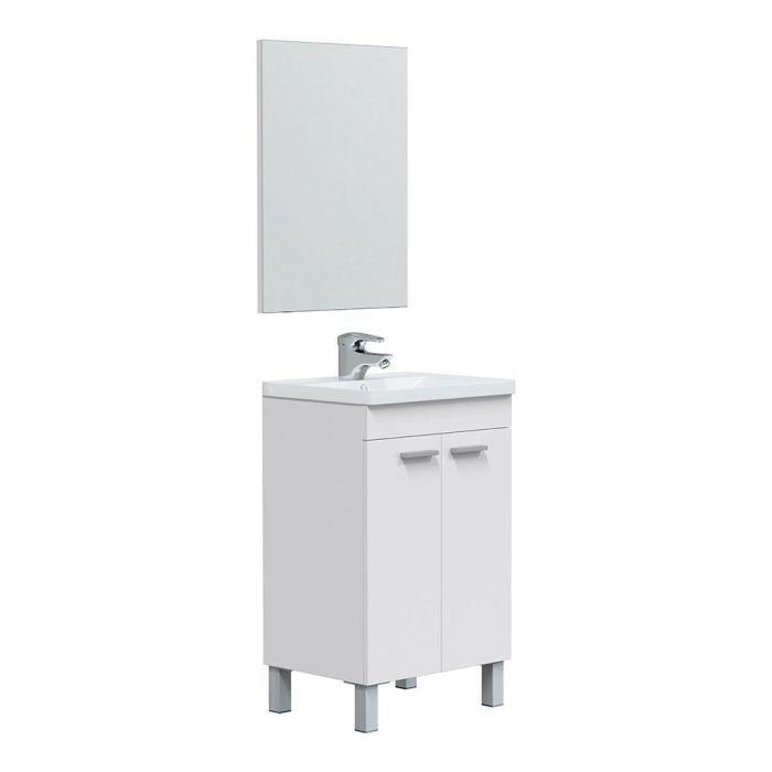 Forés/Arkit Mueble de baño con 2 puertas y espejo, 50 cm, blanco brillo 1 Forés/Arkit Mueble de baño con 2 puertas y espejo, 50 cm, blanco brillo 1