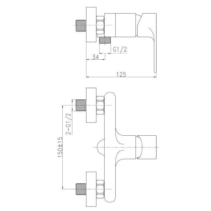 Edouard Rousseau Norde Mezclador de Ducha Moderno Cuerpo Latón Mango Metal Cartucho Cerámico Ø 35mm 150mm 1 Edouard Rousseau Norde Mezclador de Ducha Moderno Cuerpo Latón Mango Metal Cartucho Cerámico Ø 35mm 150mm 1