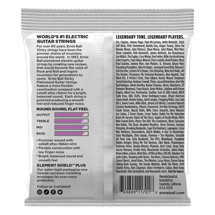 Ernieball Juego Eléctrica Entorchado Plano Power Slinky 11-48 1