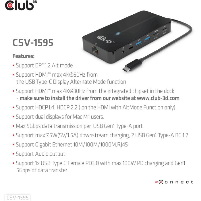 Club3D Hub USB-C 7 en 1: 2xHDMI 4K60Hz, 2xUSB, USB-C PD100W, LAN - Adaptador para portátil/PC 8 Club3D Hub USB-C 7 en 1: 2xHDMI 4K60Hz, 2xUSB, USB-C PD100W, LAN - Adaptador para portátil/PC 8