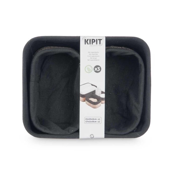 Set 3 Organizadores de Bambú Negro Kipit - 25x9x20 cm y 17x11x8 cm (12 Unidades) 2 Set 3 Organizadores de Bambú Negro Kipit - 25x9x20 cm y 17x11x8 cm (12 Unidades) 2