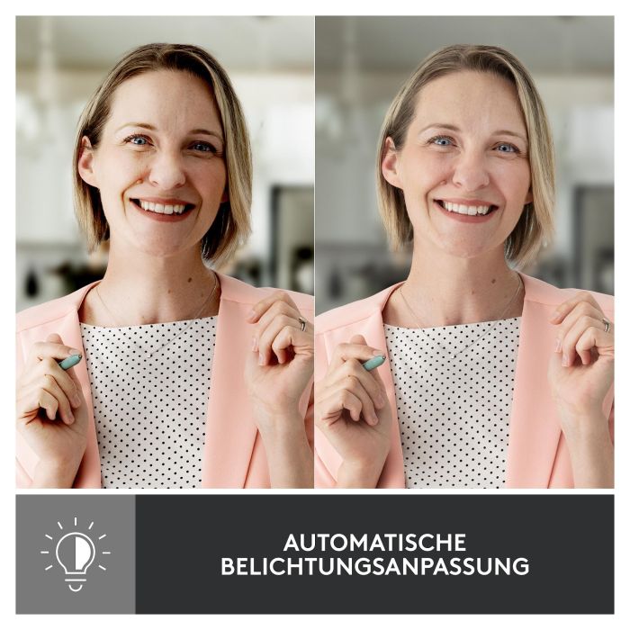 Logitech Webcam Brio 500 Rosa Full HD 1080p 4MP 90° con Clip de Montaje Universal USB-C Plug and Play Rightlight 4 HDR 2