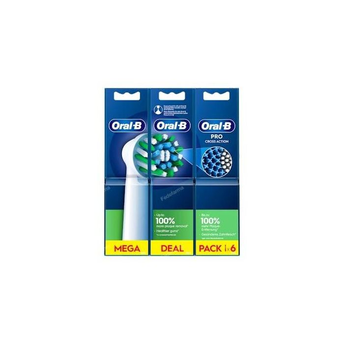 Oral-B PRO CA 6U Cabezales de Recambio Pro Cross Action para Cepillo de Dientes Eléctrico, Pack 6 unidades, Limpieza Profunda