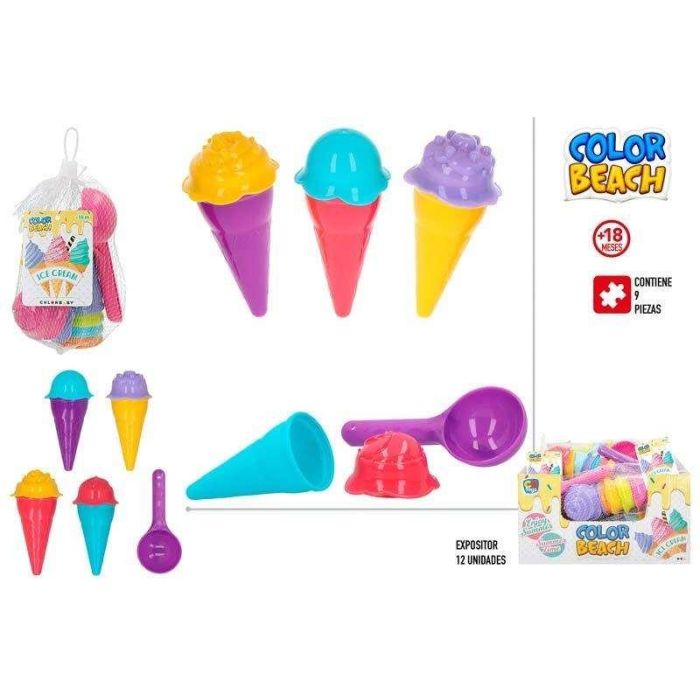 Color Baby Molde Playa Helados Set de 9 Piezas 9x7x2,5 cm Modelos Surtidos Juguete Verano Infantil 1