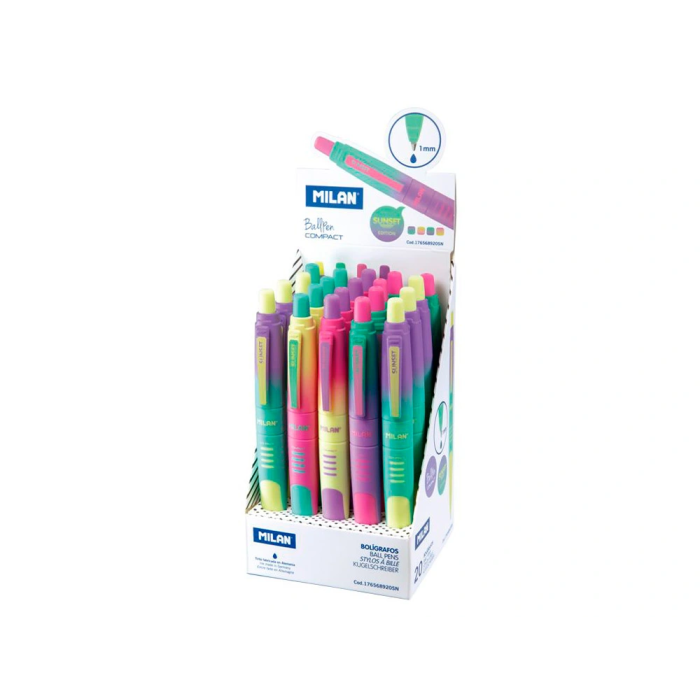 Milan Boligrafo Compact Sunset Retractil Tinta Azul Punta 1 mm Colores Surtidos 4