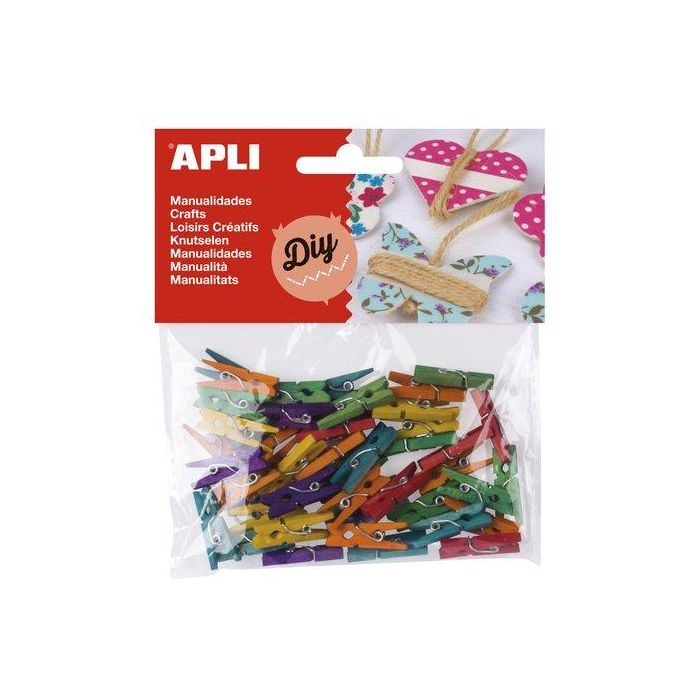 Pinzas Apli Mini 25X3 Madera Colores Bolsa De 45 5 unidades
