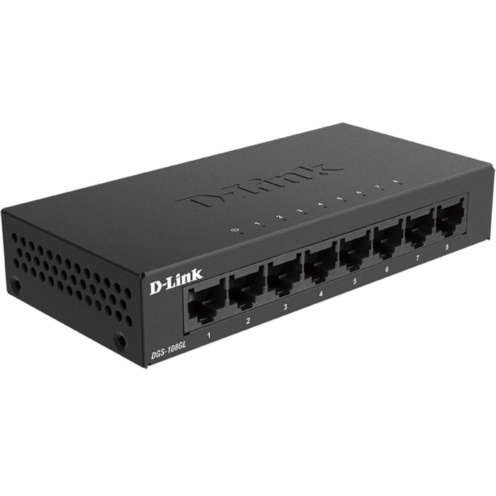 D-Link DGS-108GL Switch Gigabit Ethernet de 8 Puertos 10 Gbps, Carcasa Metálica Compacta, Silencioso, Eficiencia Energética 1