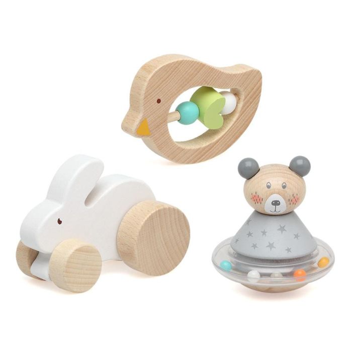 Set Acc. Bebé Animales Madera Gris 3 Unidades 2