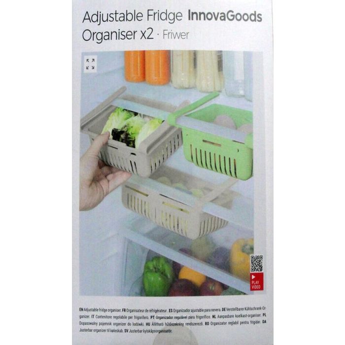 Organizador Ajustable para Nevera Friwer InnovaGoods 2 Unidades 1 Organizador Ajustable para Nevera Friwer InnovaGoods 2 Unidades 1