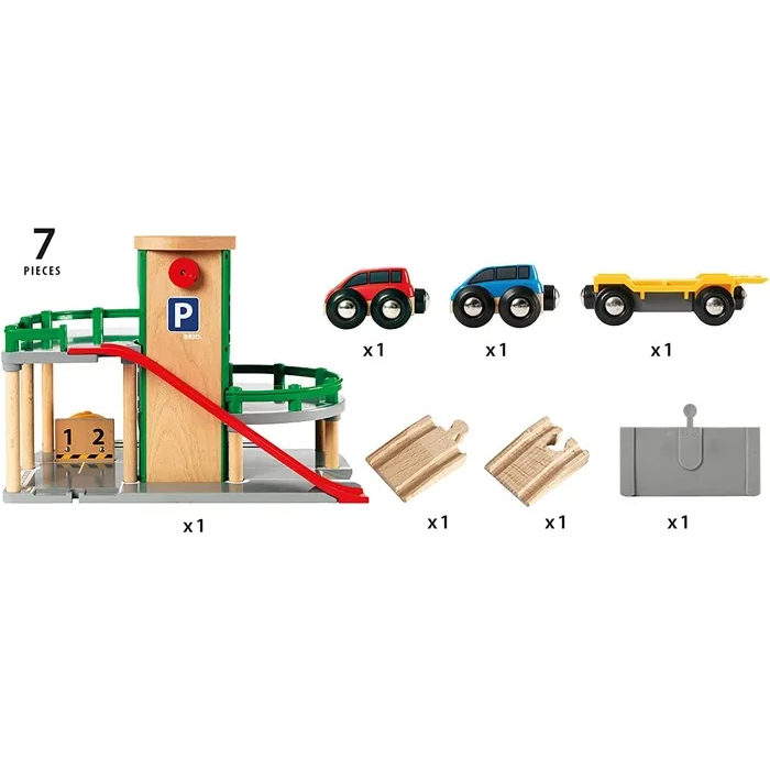 Brio World 33204 Garage Rail / Road para conectar carriles y carreteras, para coches, a partir de 3 años
