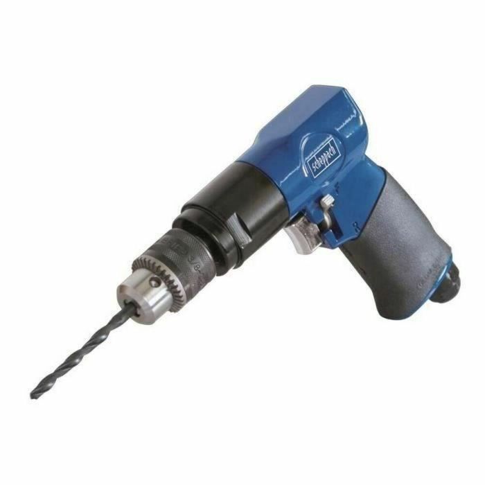 Scheppach Taladro Neumático 3/8'' Reversible con Mandril 1-10mm | Presión 6.3 Bar | Incluye 10 Brocas, Puntas y Accesorios en Maleta Termoformada