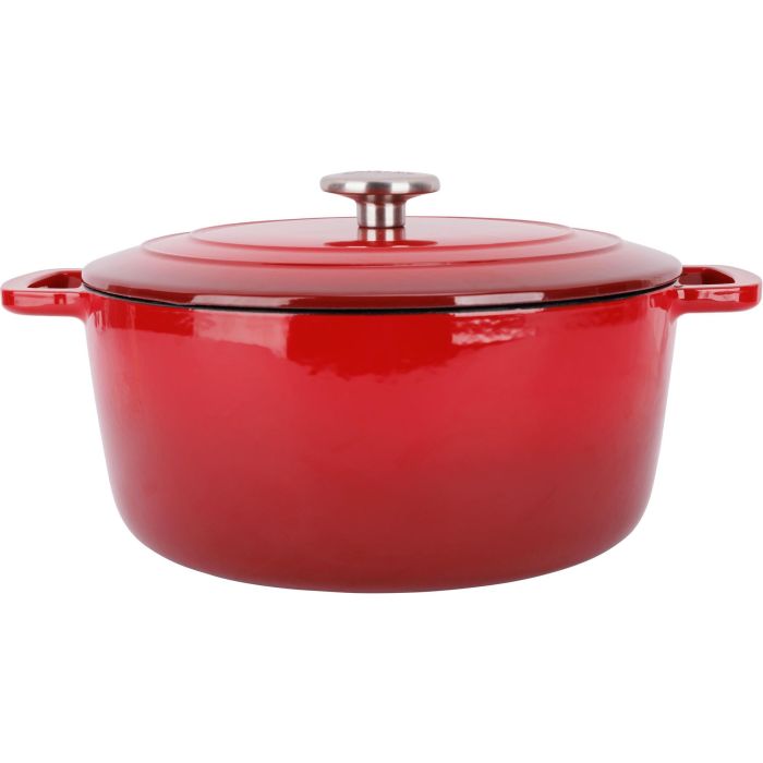 Fontestic Cacerola con Tapa COS5401110265160 de Hierro Fundido Esmaltado Ø28 cm 6,15 L Roja, Apta para Inducción