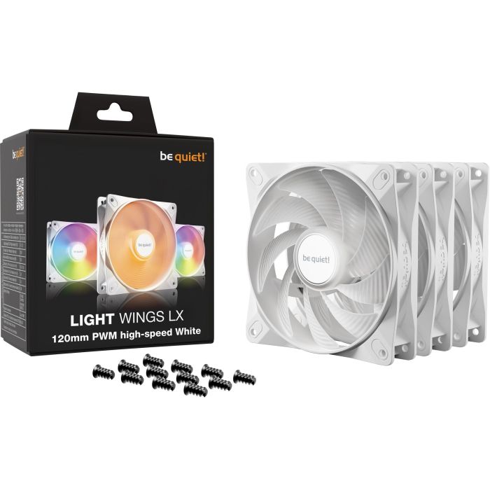 Be Quiet Ventilador Light Wings LX BL125S 120 mm PWM Alta Triple Velocidad Blanco Pack 3