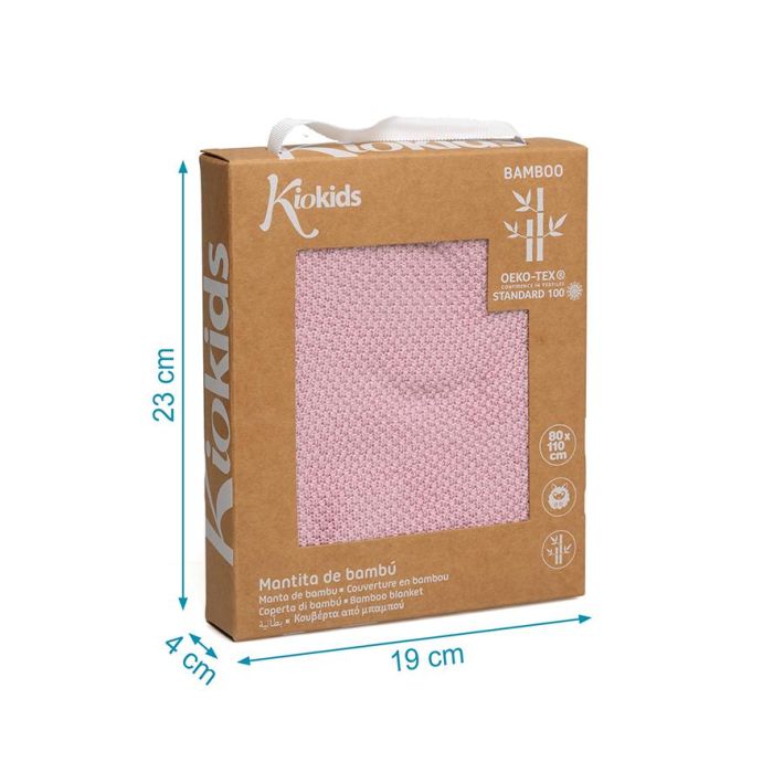 KioKids Manta de Bebé 100% Bambú Rosa 80x110 cm - Suave, Termoclimática, Certificado Oeko-Tex Standard 100, para Recién Nacido (+0 meses)