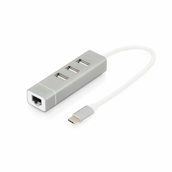 Hub USB Digitus Gris Plateado Aluminio 0 Hub USB Digitus Gris Plateado Aluminio 0