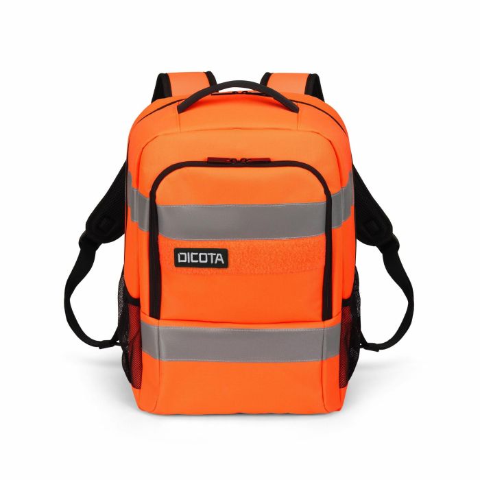 Dicota P20471-18 Mochila HI-VIS Base 24L Naranja con Compartimento Portátil, rPET y Elementos Reflectantes para Niños y Niñas