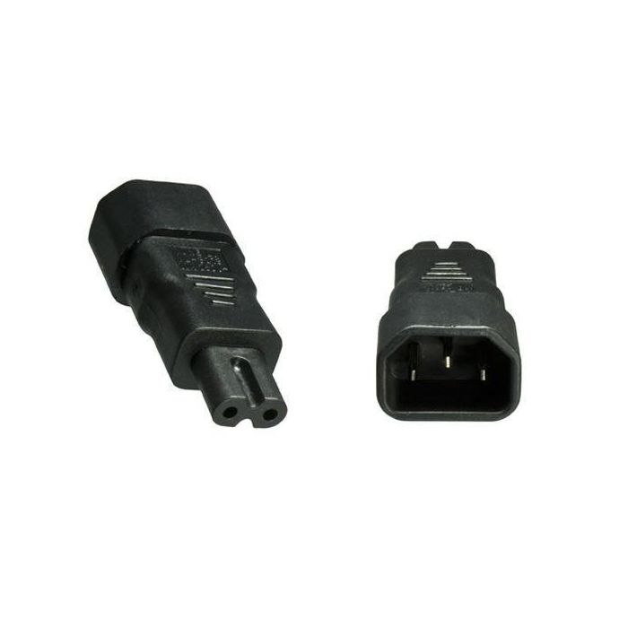 MicroConnect Adaptador de Corriente IEC 60320: Convierte Enchufe C7 Hembra a Conector C14 Macho - Negro
