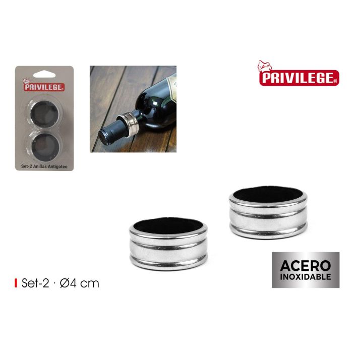 Wooow Set 2 Anillas Antigoteo para Vino Privilege - Evita Gotas al Servir (36 Cajas)