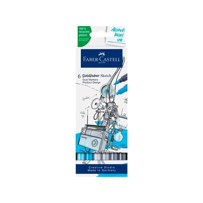 Faber Castell Rotuladores De Bocetos Goldfaber Doble Punta Fina-Pincel C-Surtidos Set Diseño 6 Ud Faber Castell Rotuladores De Bocetos Goldfaber Doble Punta Fina-Pincel C-Surtidos Set Diseño 6 Ud