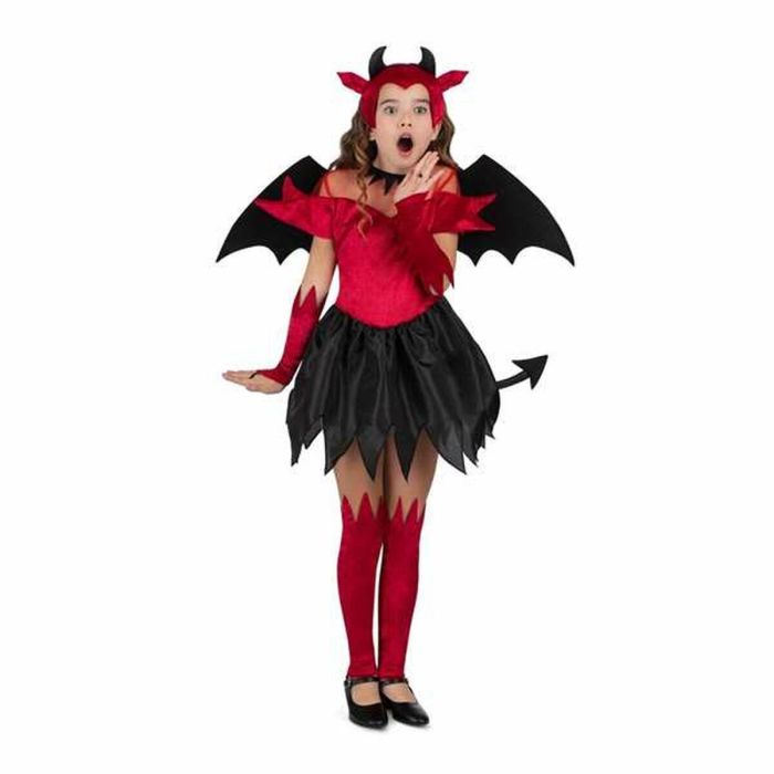 Disfraz diablesa tocado, alas, vestido con cola, guantes y calientapiernas talla 3-4 y 2 Disfraz diablesa tocado, alas, vestido con cola, guantes y calientapiernas talla 3-4 y 2