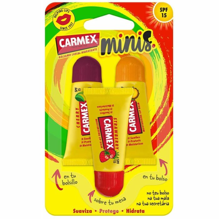Carmex Minis Bálsamos Labiales Hidratantes SPF15 Triplo Pack 3 Unidades para Labios Agrietados, Secos y con Fisuras. Protege y Alivia. 8 Carmex Minis Bálsamos Labiales Hidratantes SPF15 Triplo Pack 3 Unidades para Labios Agrietados, Secos y con Fisuras. Protege y Alivia. 8