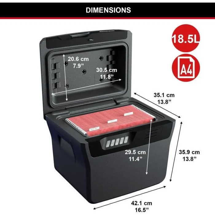 Master Lock Caja Fuerte Ignífuga e Impermeable con Combinación Electrónica, 18.5L 5