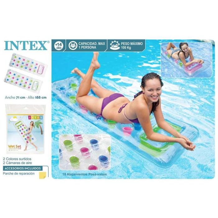 Intex Colchoneta 18 Vasos transparentes 188x71 cm - Modelos Surtidos 8 Intex Colchoneta 18 Vasos transparentes 188x71 cm - Modelos Surtidos 8
