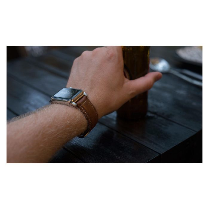 Nomad NM1A4RST00 Correa de Cuero Tradicional Marrón Hebilla Plata para Apple Watch Series 42mm 44mm 45mm 49mm 8