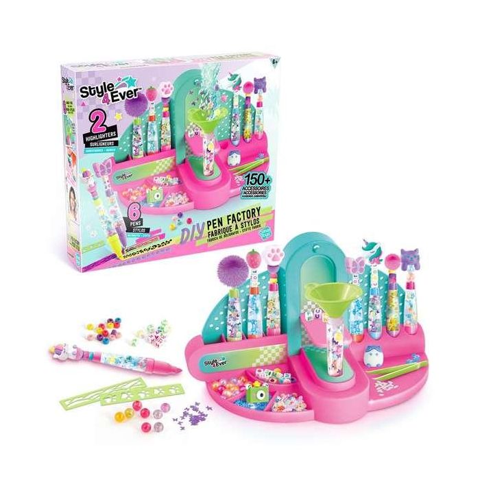 Canal Toys Juego Fábrica de Bolígrafos y Subrayadores DIY, Kit de Manualidades para Crear Tu Propia Papelería, Incluye Adornos, 34x31x7cm