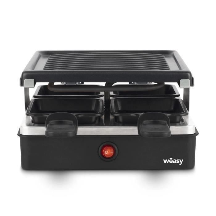 WEASY LUGA40 - Raclette y parrilla para 4 personas - 600W - Revestimiento antiadherente - 19,7x19,7cm - Placa extraíble 2