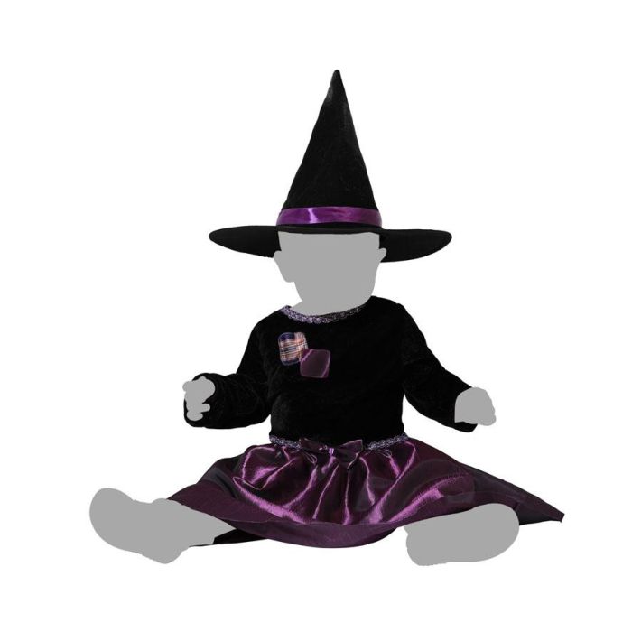 Disfraz Bruja Bebé Morado Niña Con Sombrero 6-12 Meses 2 Disfraz Bruja Bebé Morado Niña Con Sombrero 6-12 Meses 2
