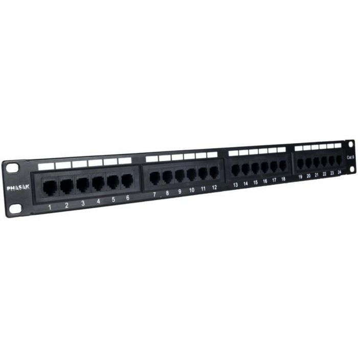 PHASAK Panel transferencia UTP 19" Cat. 6 dual 24p.1U PHASAK negro