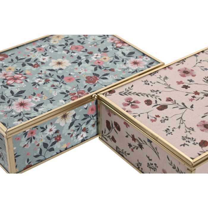 Joyero Shabby DKD Home Decor Beige Verde 14 x 6 x 21 cm (4 Unidades) 2