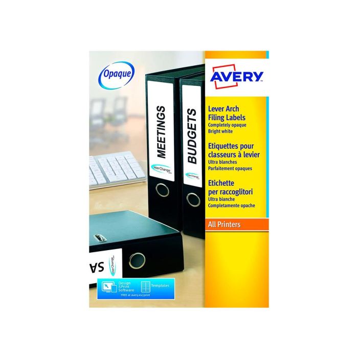 Etiqueta Adhesiva Avery Permanente Blanca 38x192 mm Para Lomo Archivador Laser Caja De 175 Unidades 1