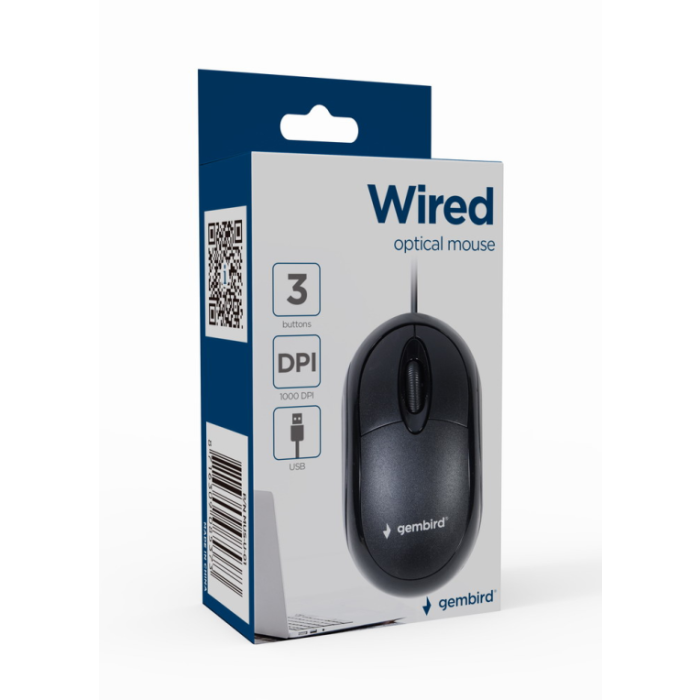 Gembird MUS-U-01 ratón Ambidextro USB tipo A Óptico 1000 DPI Gembird MUS-U-01 ratón Ambidextro USB tipo A Óptico 1000 DPI