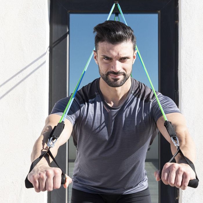 Set de Bandas de Resistencia con Accesorios y Guía de Ejercicios Tribainer InnovaGoods 3 Unidades 7