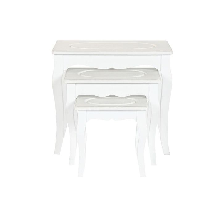 Mesita Auxiliar Romantico DKD Home Decor Gris Claro Blanco 35 x 47 x 53 cm Set de 3 2 Mesita Auxiliar Romantico DKD Home Decor Gris Claro Blanco 35 x 47 x 53 cm Set de 3 2