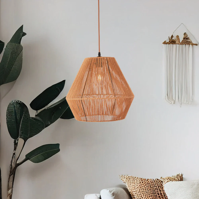 Lampara Colgante Buenavista Cuerda Natural Estilo Rústico SKD-P80053 E27