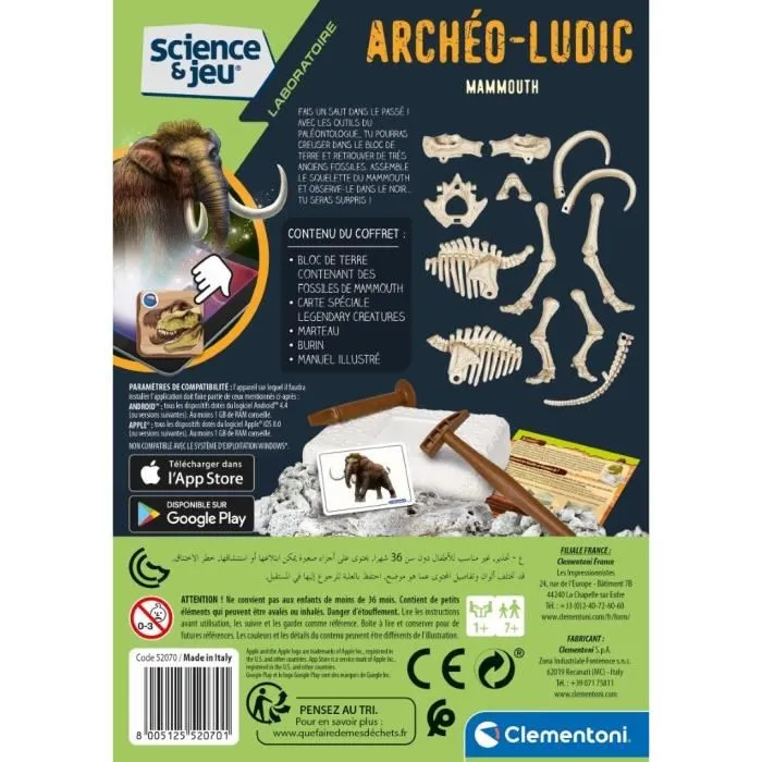 Clementoni Arqueo Ludic Mamut fosforescente Ciencia y Juego Juguete de Excavación Científica para Niños a partir de 7 años 1 Clementoni Arqueo Ludic Mamut fosforescente Ciencia y Juego Juguete de Excavación Científica para Niños a partir de 7 años 1